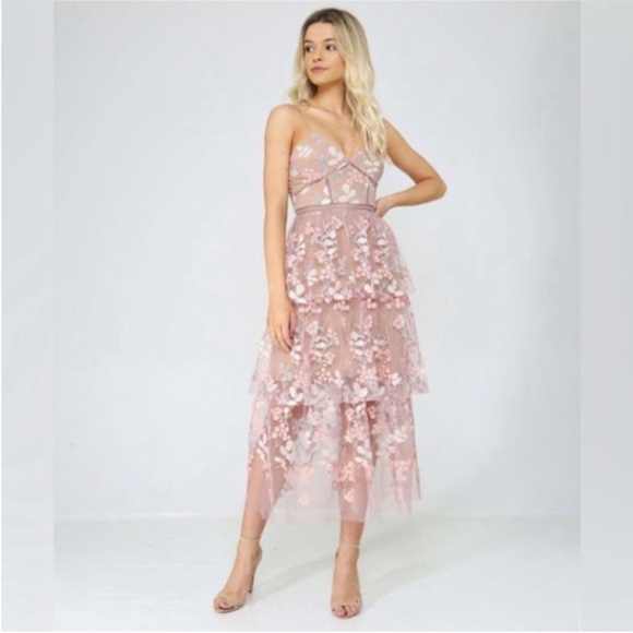 Self-Portrait 3D Floral Embellished Tulle
Midi Dress in Pink Size 10 - Picture 8 of 16